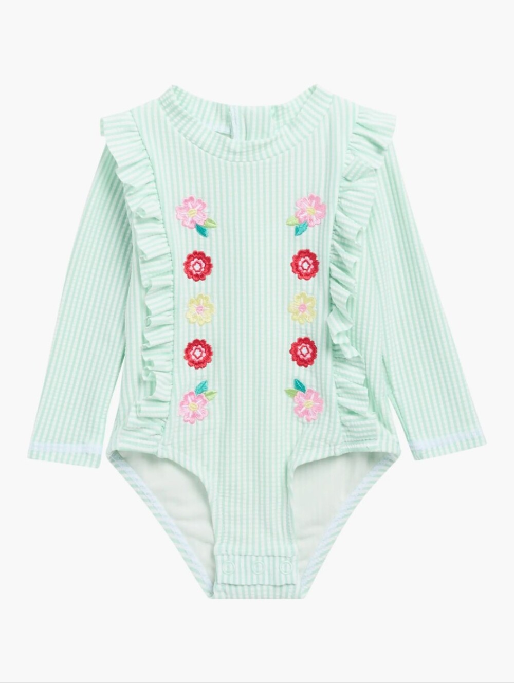 NWT Nicole Miller Baby Girl Seersucker Rashguard Swimsuit Honeydew Stripe - 24M